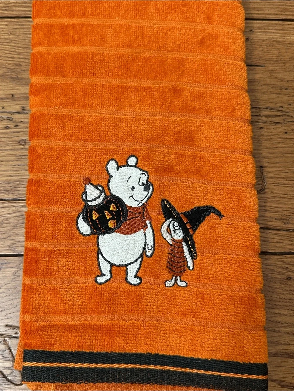 Disney Orange Winnie the Pooh Halloween Embroidered Hand Towel
